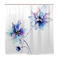 Cortinas de Baño Cortina de ducha Dibujo de flores azules